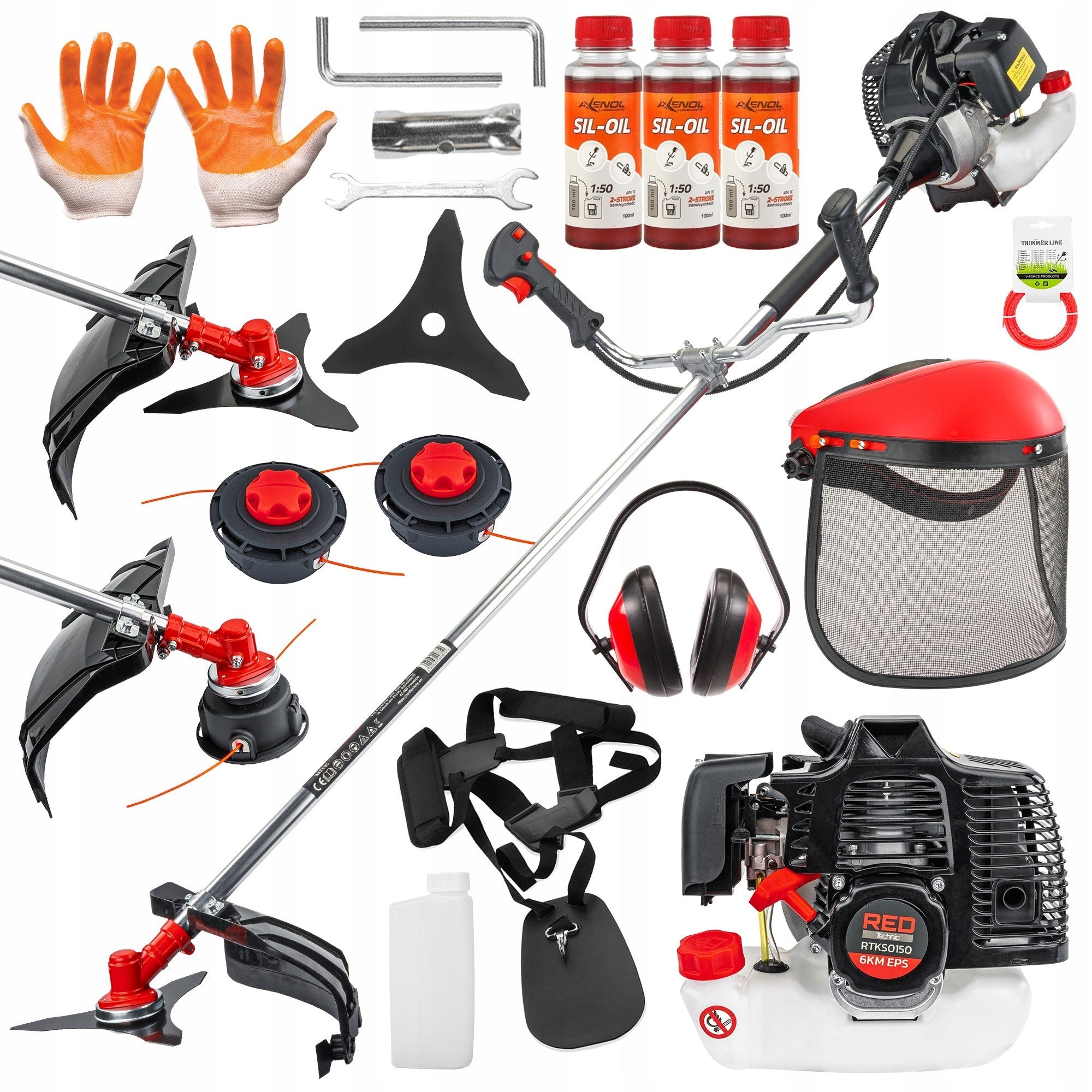 COMBUSTION SCYTHE TRIMMER SAW BRUSH CUTTER 6KM DISC HEAD SUSPENDERS LINE