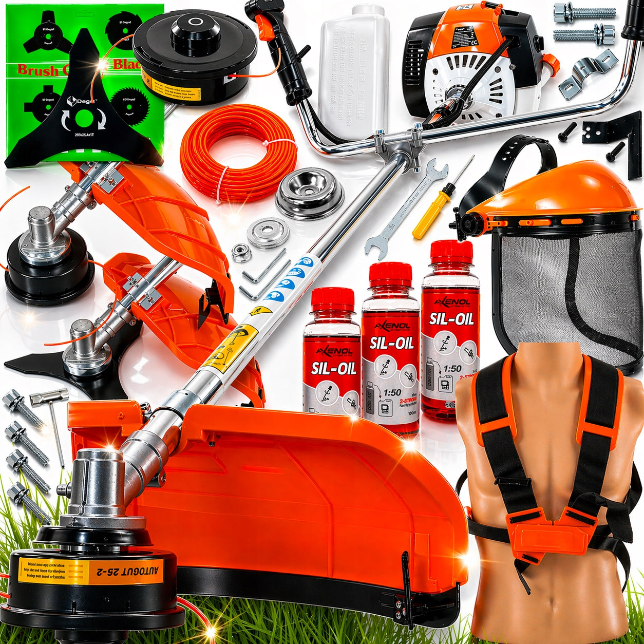 COMBUSTION SCYTHE VERKE PRO BC520 TRIMMER BRUSH CUTTER +OILS SHIELD TRIDENT