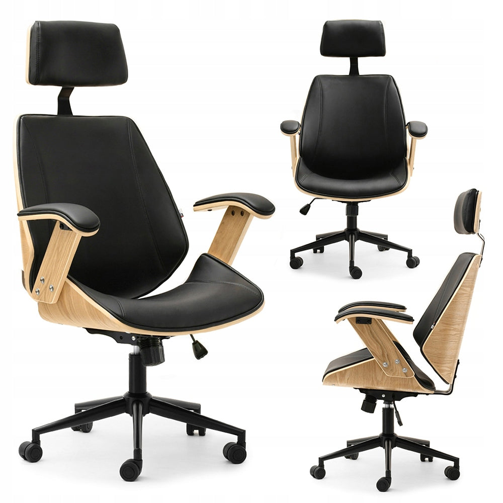 COMFORTABLE ARMCHAIR FOR OFFICE FRANK OAK BLACK BEST QUALITY STRONG WHEELS