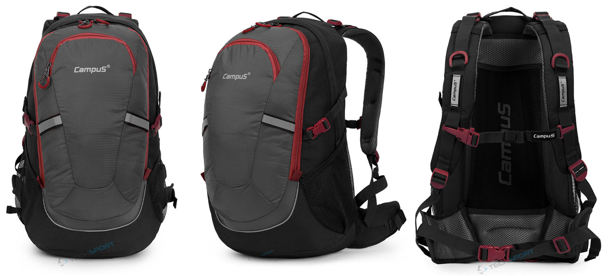 COMFORTABLE ROOMY SCHOOL BACKPACK CAMPUS HORTON | 45L | GREY-RED Manufacturer code 4511149229956