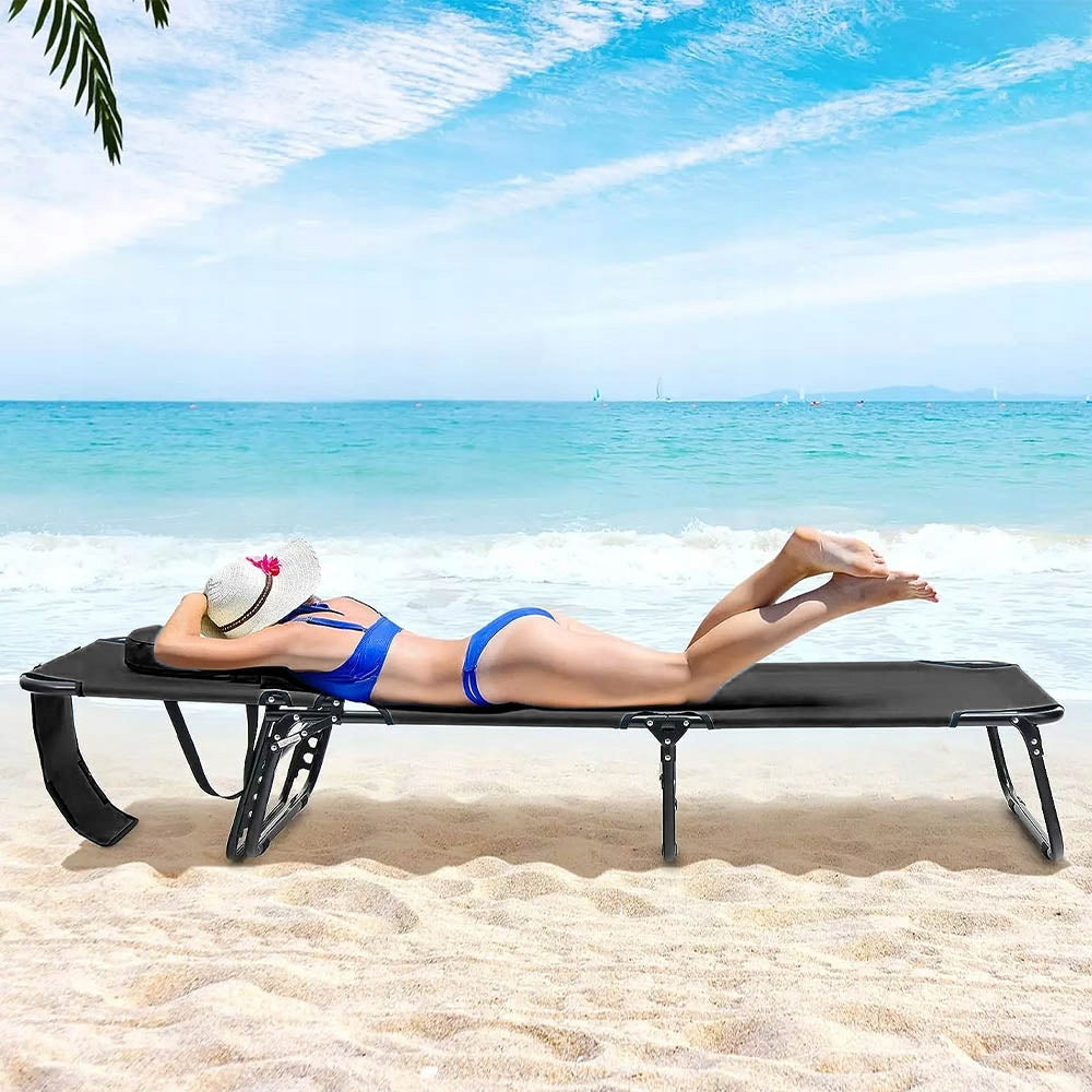 COMFORTABLE STRONG BEACH LOUNGER RECLINER WITH PILLOW OPENING Kind sunbed