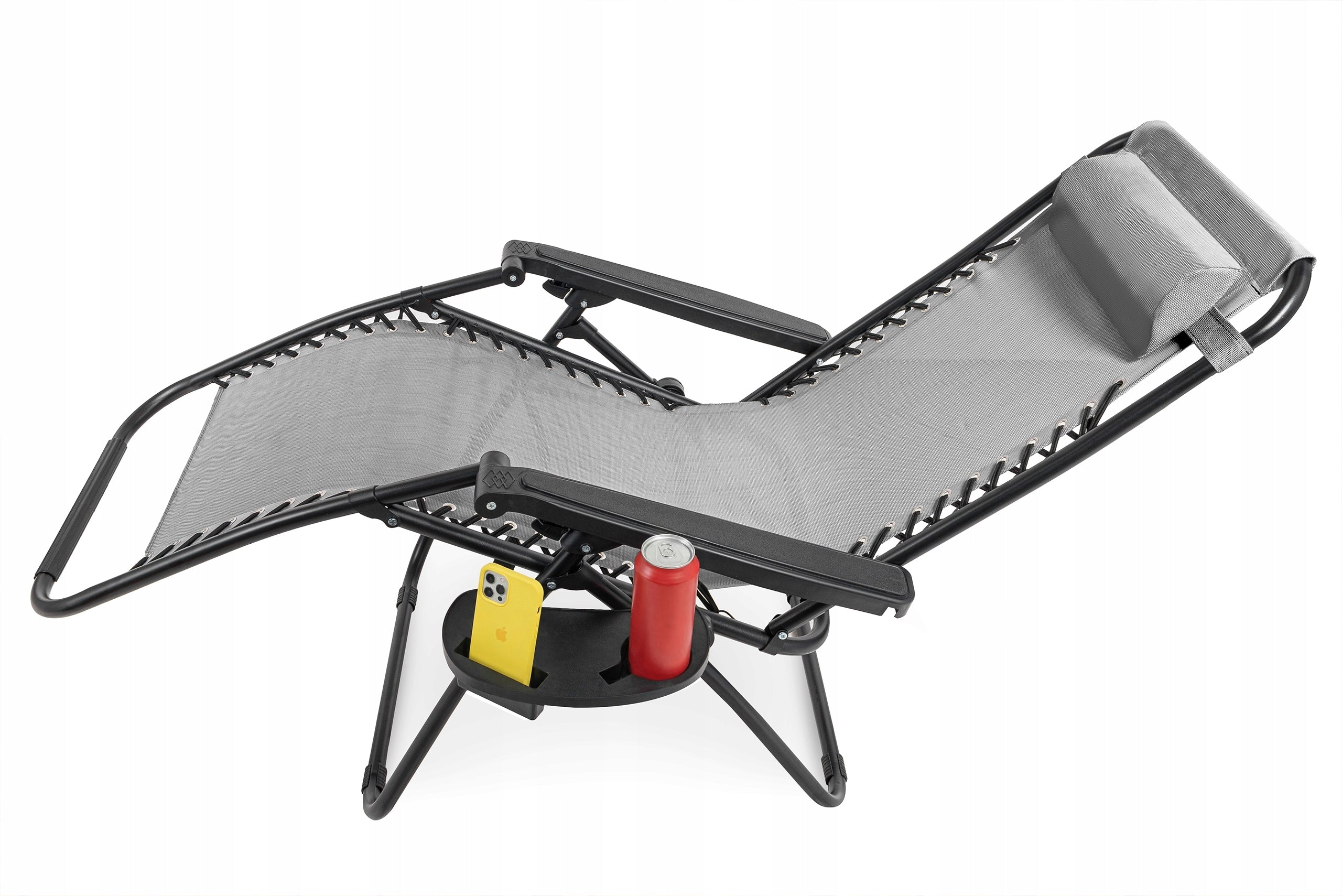 COMFORTABLE SUN LOUNGER WITH BEACH FOOTREST AUTOMATIC ZERO GRAVITY SHELF Frame material steel