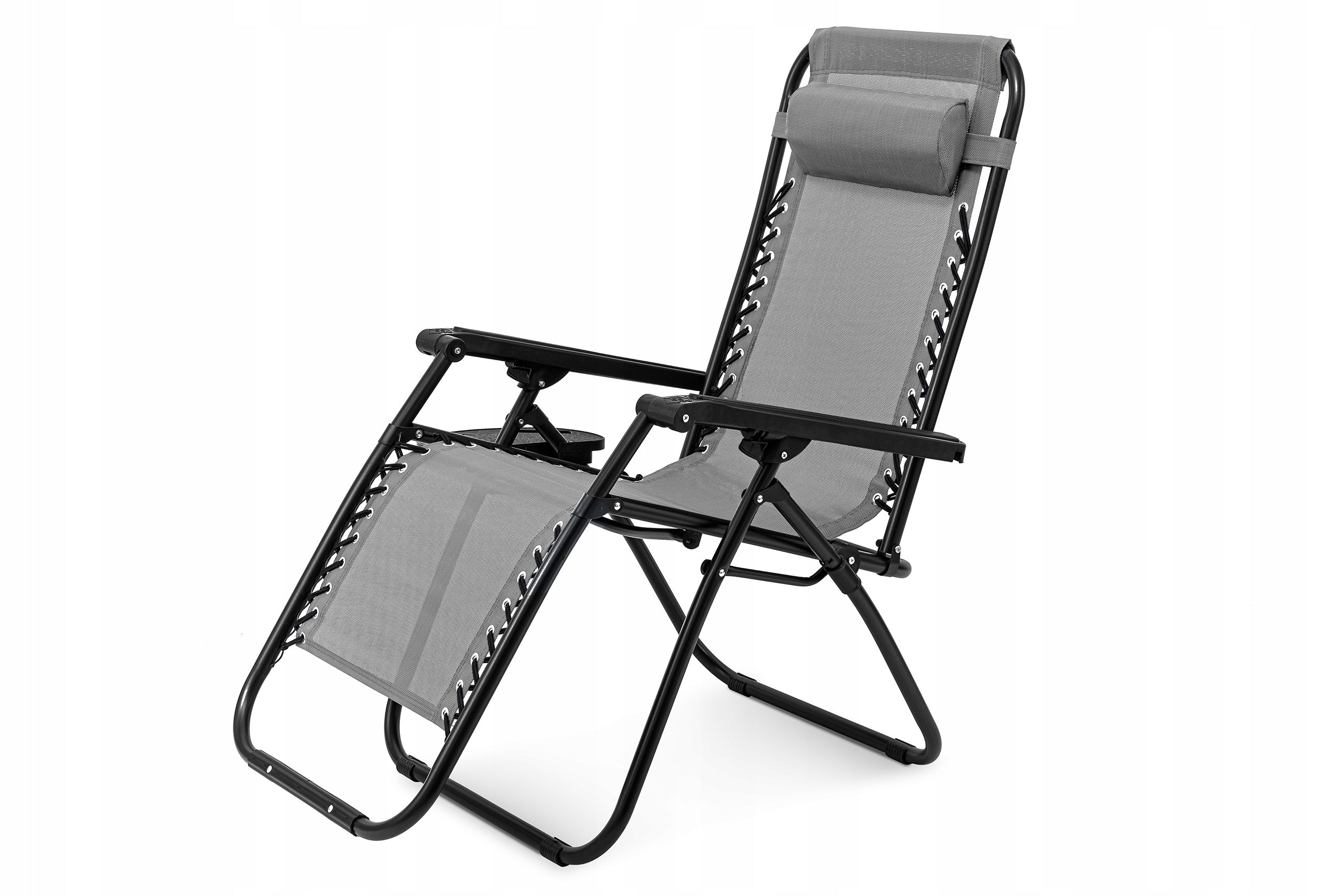 COMFORTABLE SUN LOUNGER WITH BEACH FOOTREST AUTOMATIC ZERO GRAVITY SHELF Packaging status original