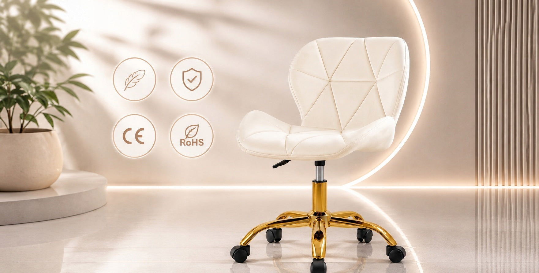COMFORTABLE SWIVEL OFFICE CHAIR ON WHEELS ADJUSTABLE VELOUR HEIGHT Packaging status original