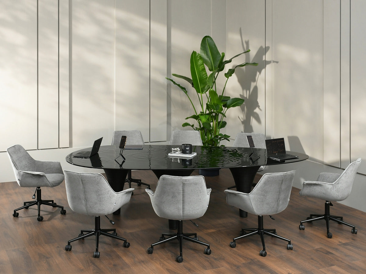 COMFORTABLE UPHOLSTERED ARMCHAIR FOR OFFICE WORK OMAR FABRIC GREY PODST BLACK Brand Mebel-Partner