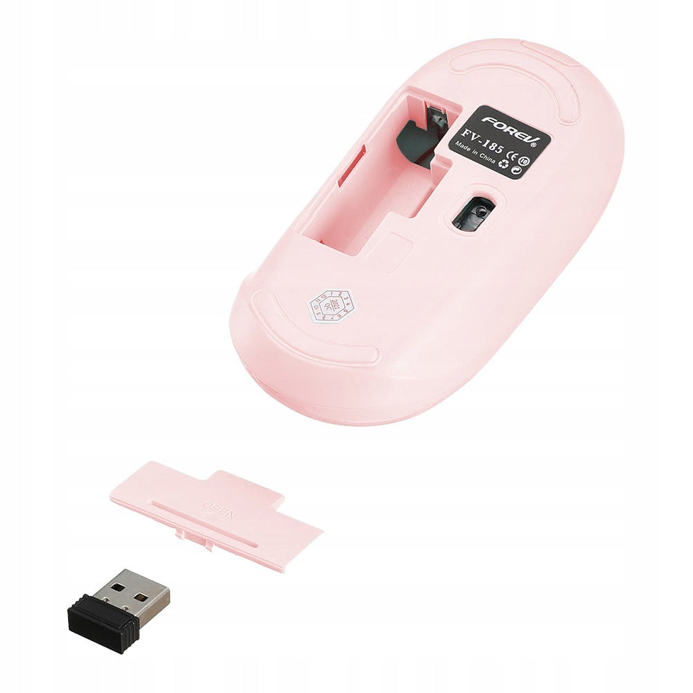 COMFORTABLE WIRELESS MOUSE POWDER PINK IDEAL FOR DESK AND ON THE GO Interface USB