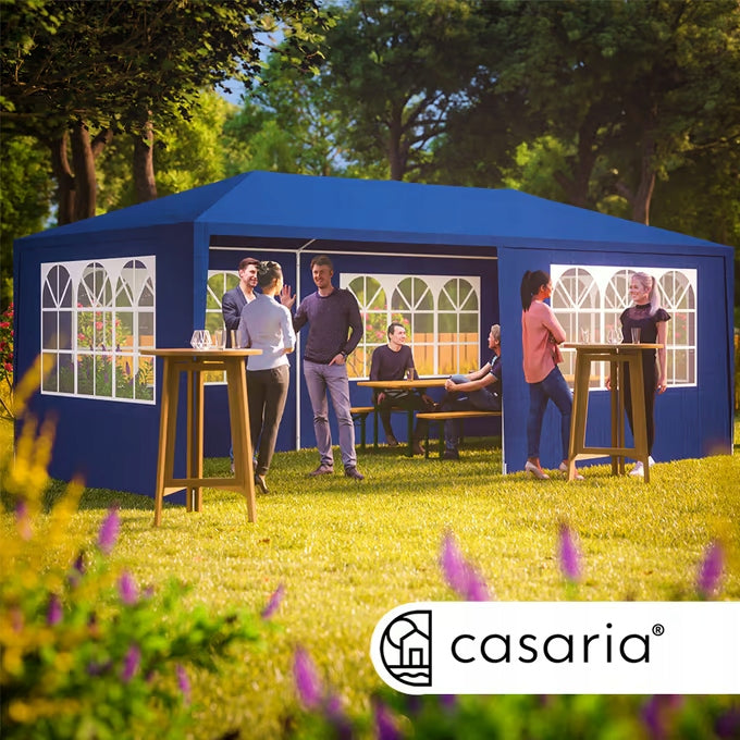 COMMERCIAL GARDEN PAVILION 3X6 TENT GAZEBO BLUE 6 WALLS Manufacturer Casaria