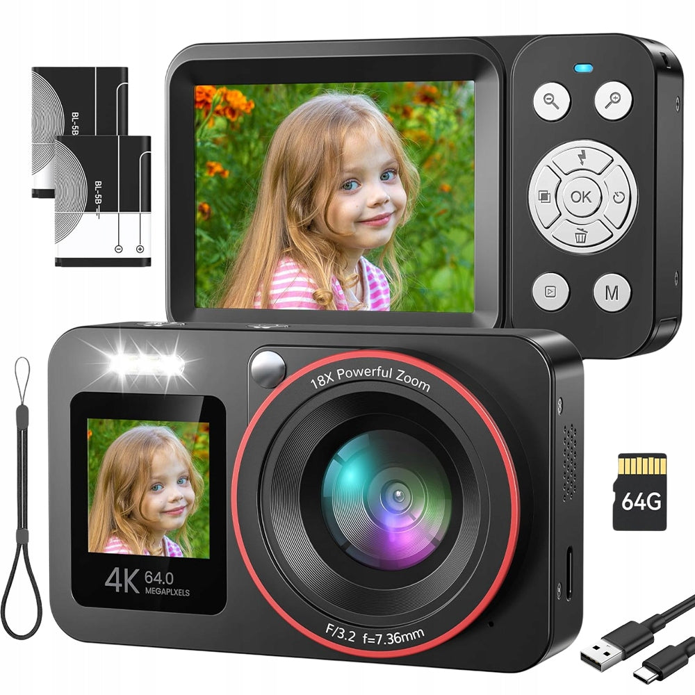 COMPACT 4K 64MP DIGITAL CAMERA WITH 18X DIGITAL ZOOM Polish