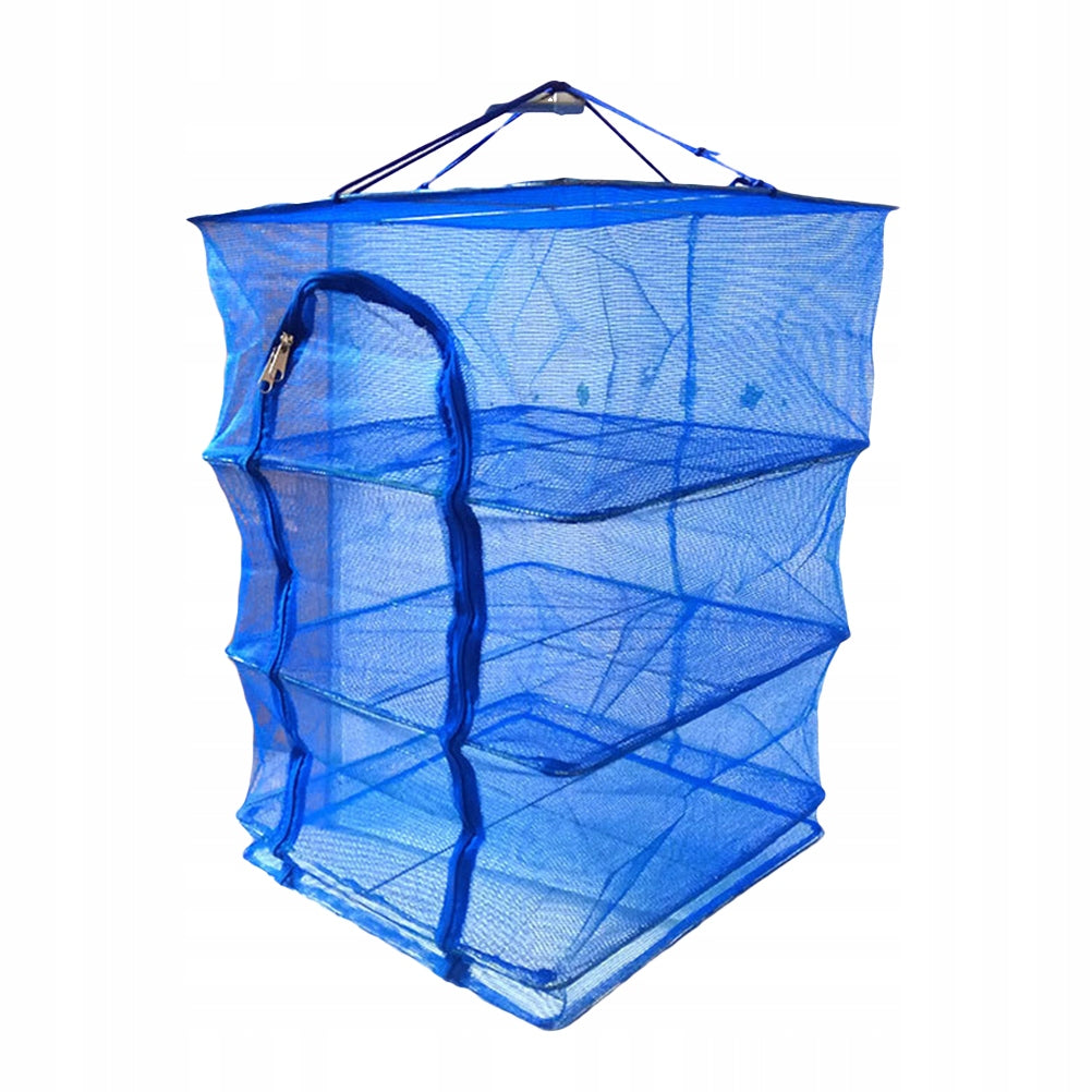 COMPACT BLUE HANGING DRYER RACK FOR QUICK FOOD DRYING Unfolded width 45 cm