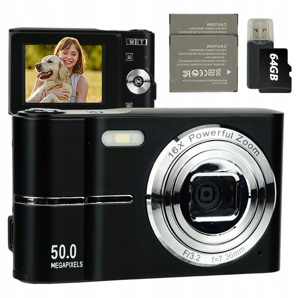 COMPACT DIGITAL CAMERA WITH 2 BATTERIES AND TYPE-C CHARGING