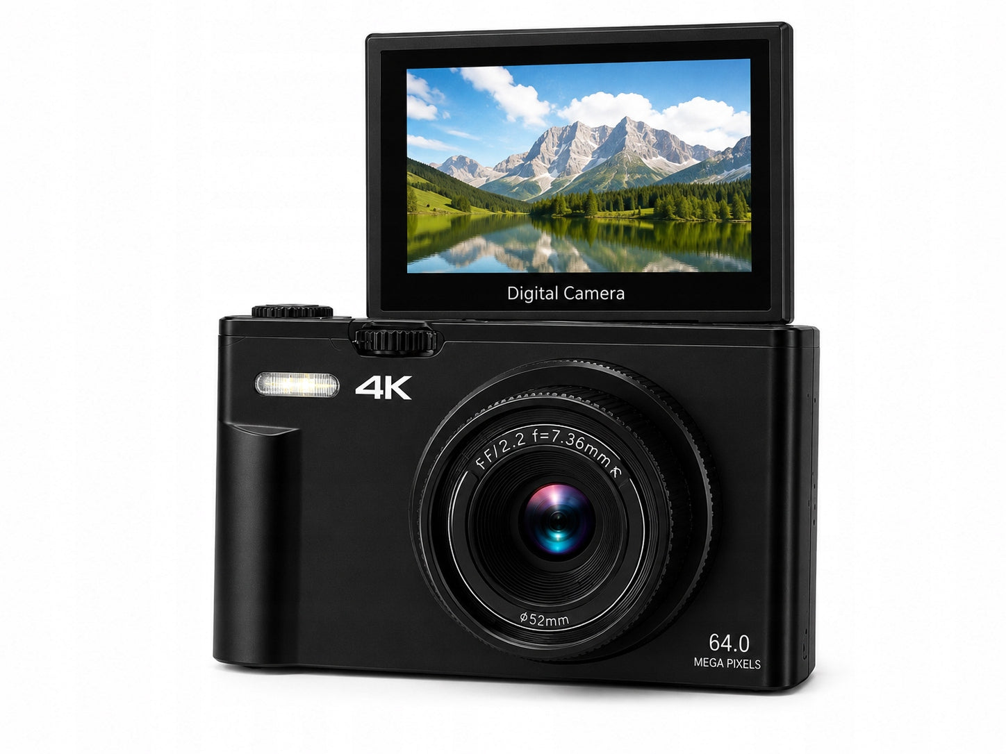 COMPACT DIGITAL CAMERA WITH SELFIE 16X ZOOM 4K 64MP 32GB