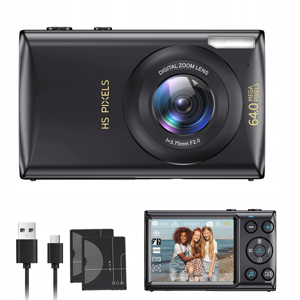 COMPACT HD 4K 64MP DIGITAL CAMERA FILLING FLASH 18x ZOOM