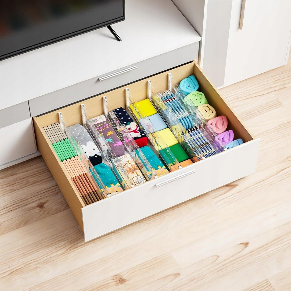 COMPARTMENT ADJUSTABLE HIGH QUALITY FOR DRAWER ORGANIZER SEPARATOR 10PCS Color transparent
