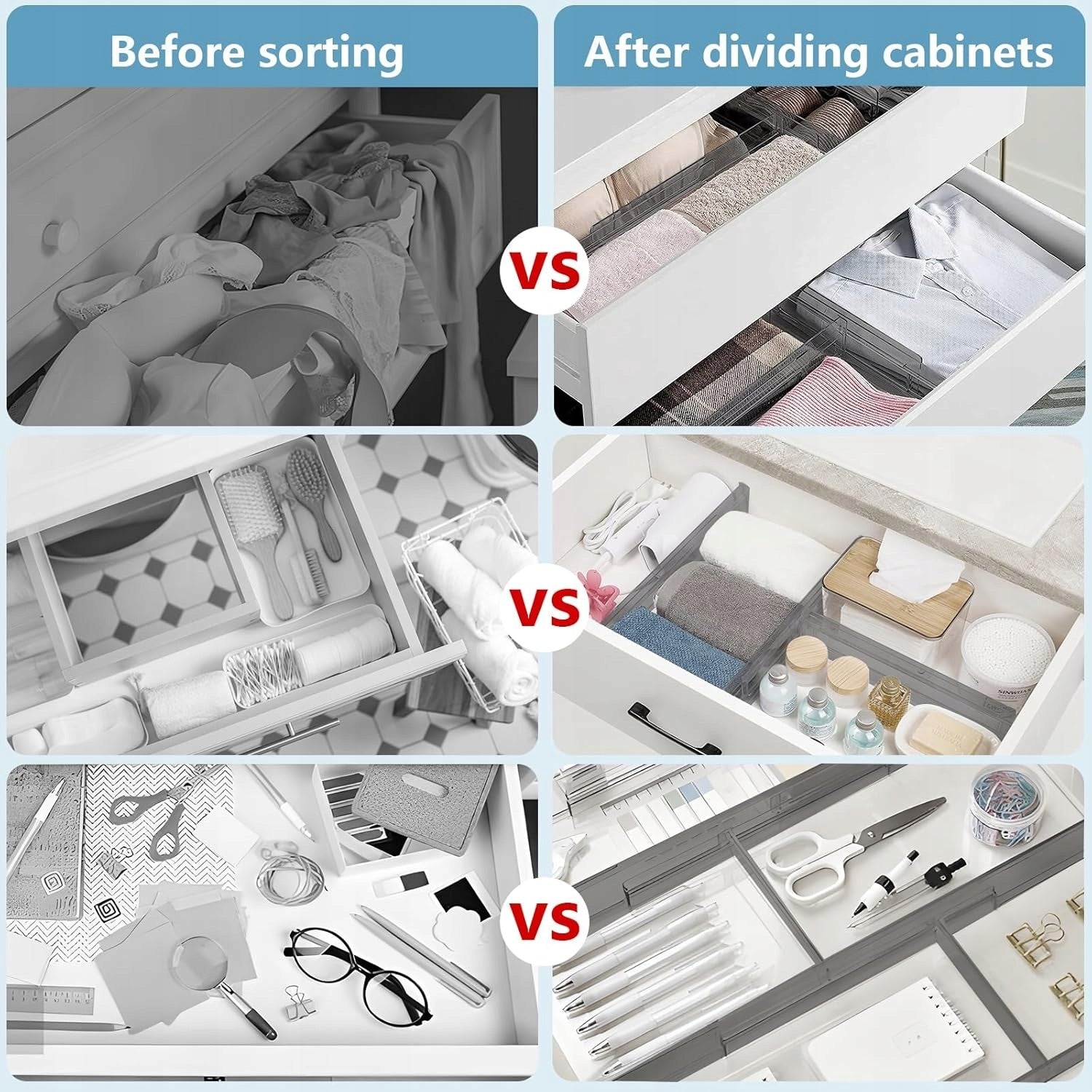 COMPARTMENT ADJUSTABLE HIGH QUALITY FOR DRAWER ORGANIZER SEPARATOR 10PCS Manufacturer code 779657500309