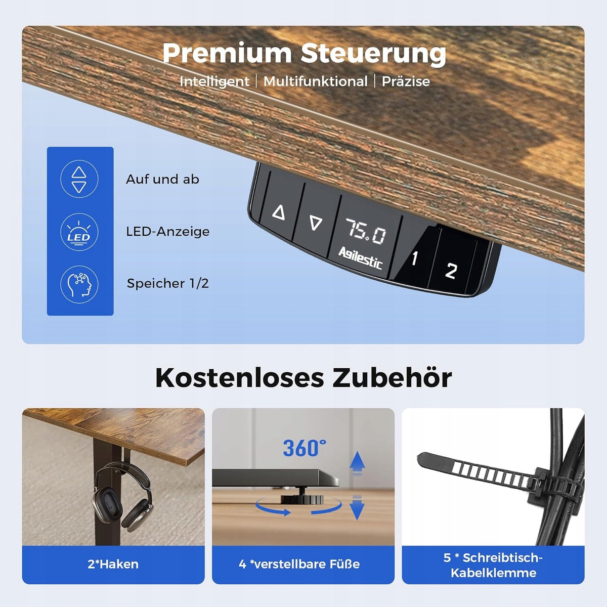 COMPUTER DESK COMPUTER TABLE HEIGHT ADJUSTABLE BROWN BLACK Manufacturer code KOMPUTERA Z REGULACJĄ 140/60 BRĄZOWE