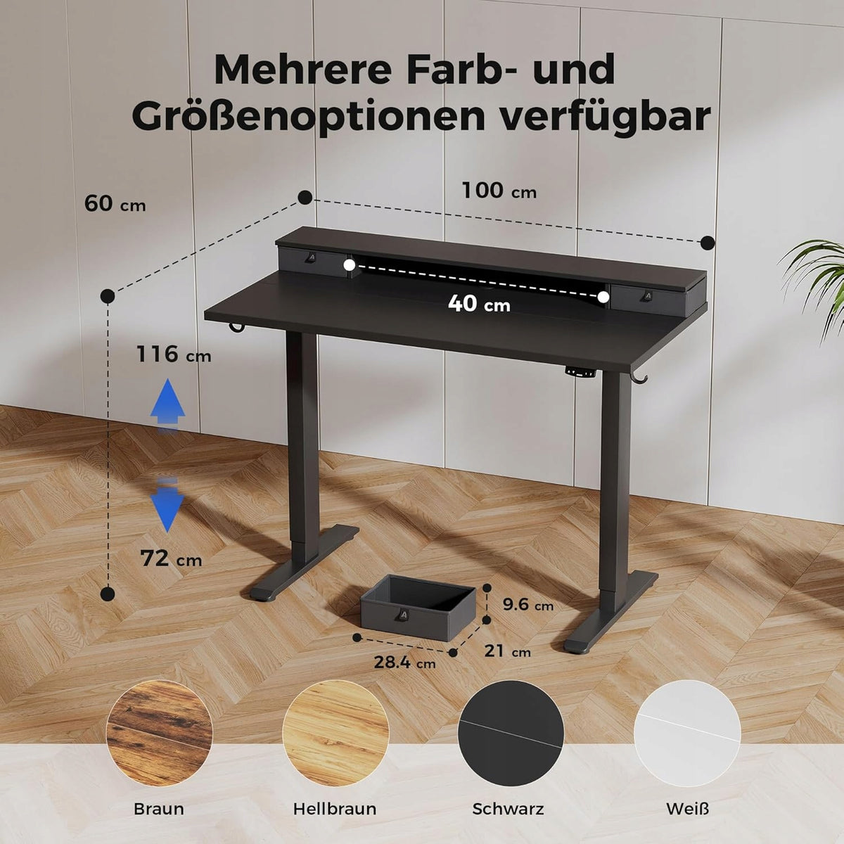 COMPUTER DESK COMPUTER TABLE WITH DRAWER SHELF ADJUSTABLE 100X60CM EAN (GTIN) 0099769765466