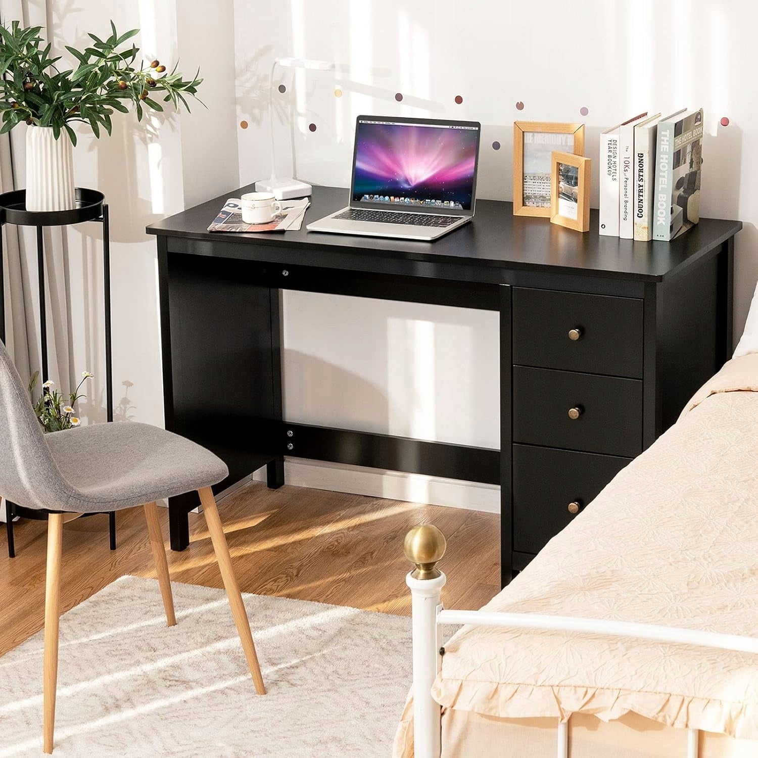 COMPUTER DESK COMPUTER TABLE WITH WOODEN DRAWERS 120X50X75CM Manufacturer code BIURKO KOMPUTEROWE CZARNE 120X50X75CM