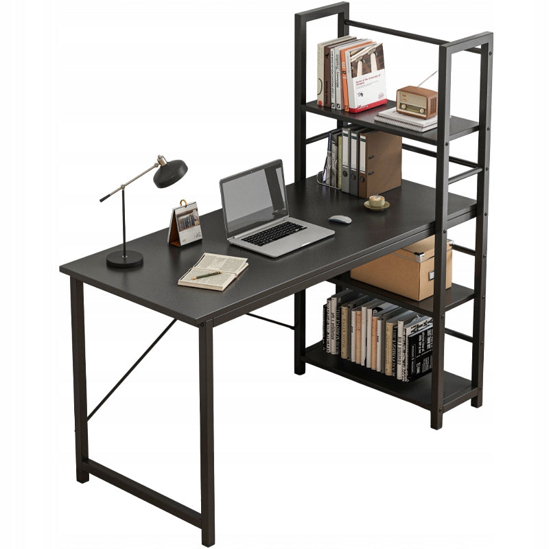 COMPUTER DESK LOFT BLACK SCHOOL INDUSTRIAL WITH BOOKCASE SHELVES 120CM