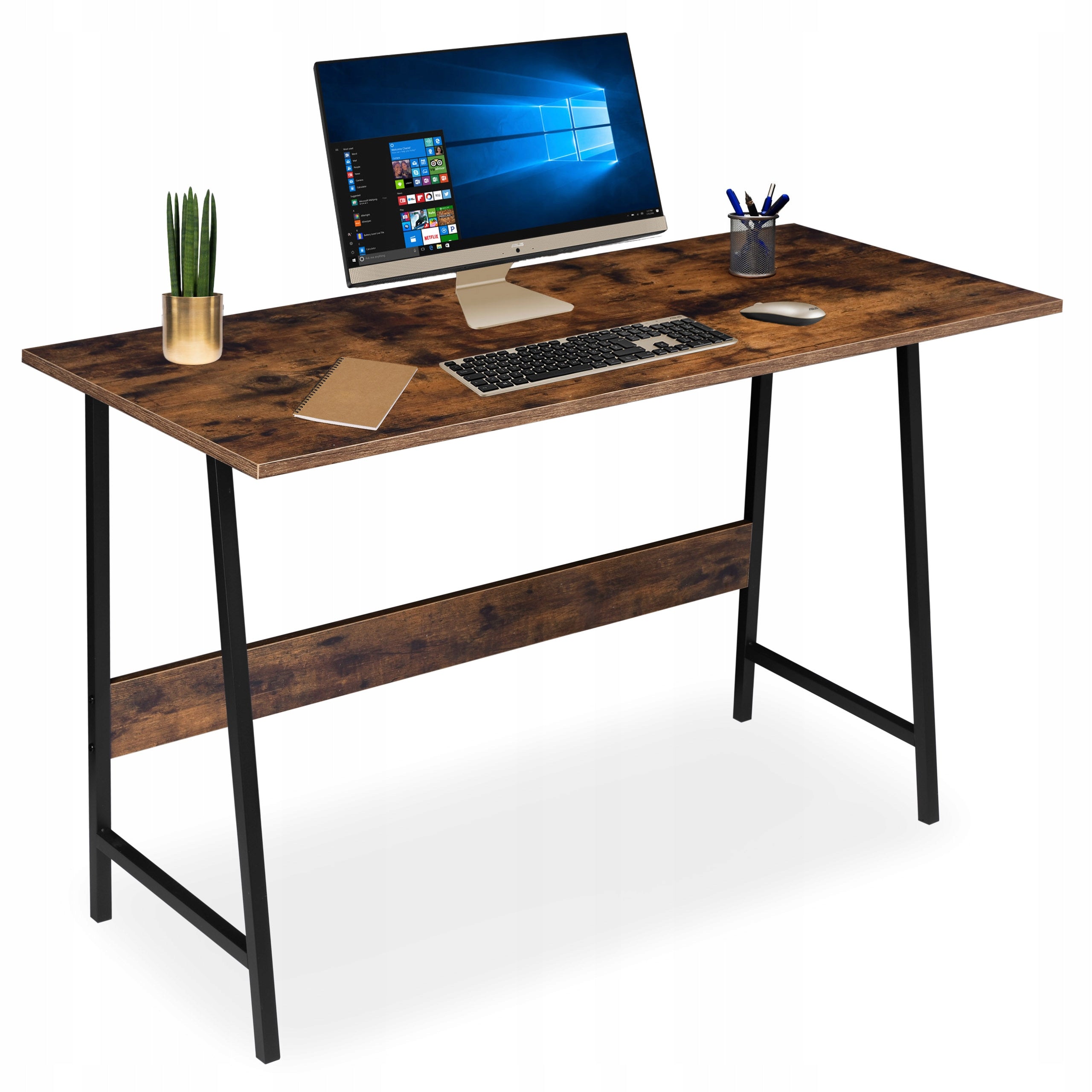 COMPUTER DESK LOFT INDUSTRIAL METAL LARGE TABLE FOR HOME OFFICE