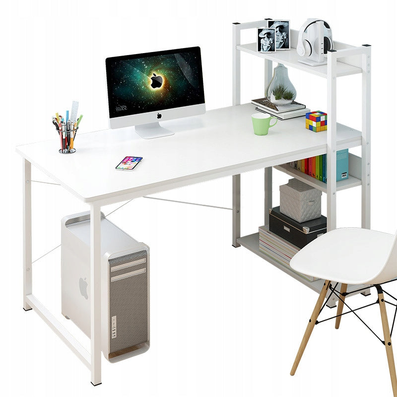 COMPUTER DESK LOFT TABLE WHITE YOUTH TABLE WITH BOOKCASE SHELVES 120