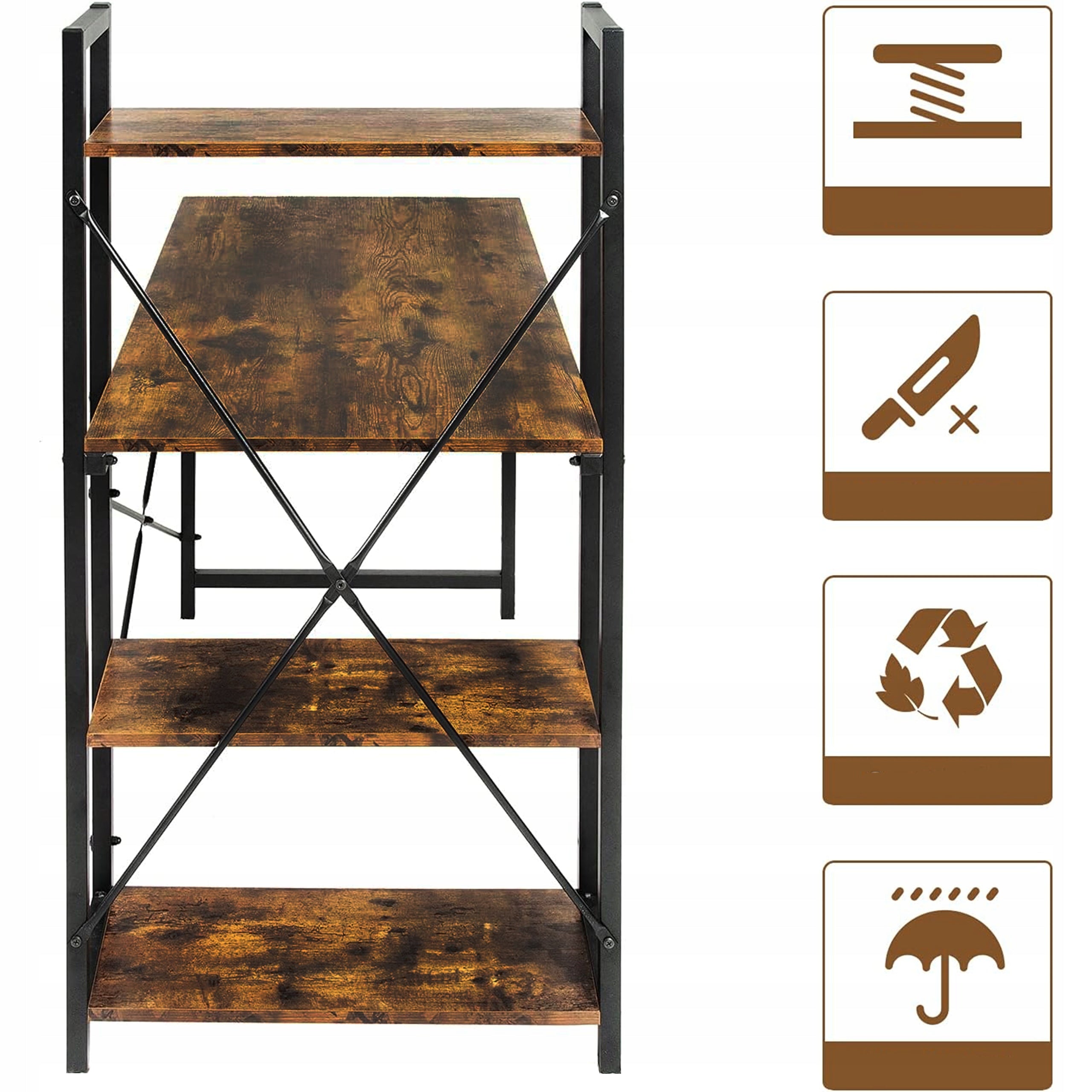 COMPUTER DESK SCHOOL METAL LOFT WITH BOOKCASE TABLE OAK LARGE SHELVES Manufacturer code DESK_001