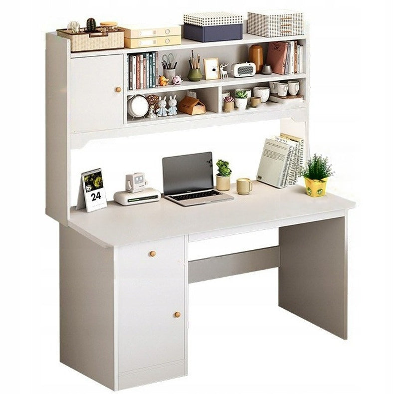 COMPUTER DESK WHITE LOFT FOR LAPTOP TABLE WITH GAMING RACK 120 CM