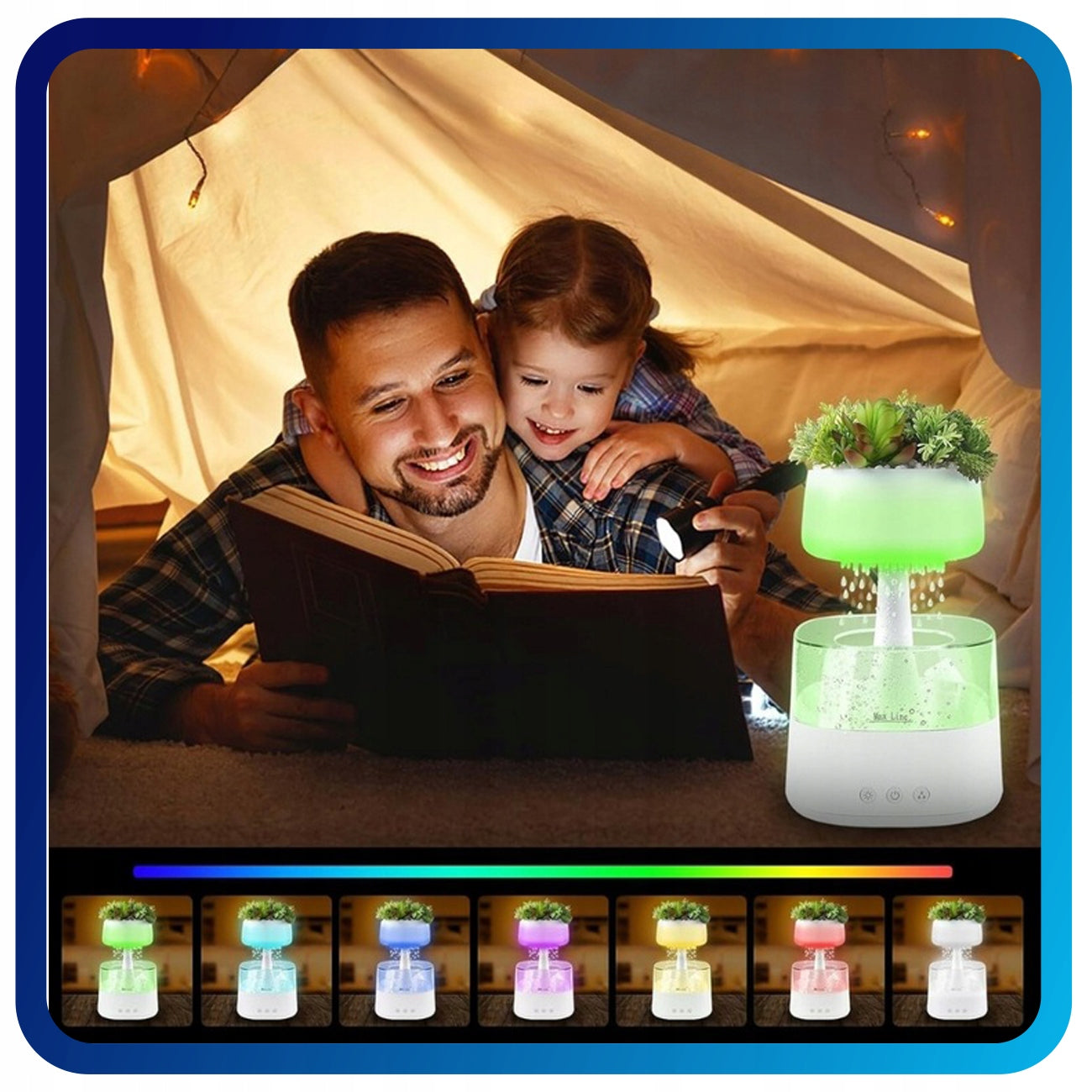 CONBLOM RAIN HUMIDIFIER WITH LED FUNCTION, 450 ML, WHITE, REMOTE CONTROL, TIMER Dominant color white