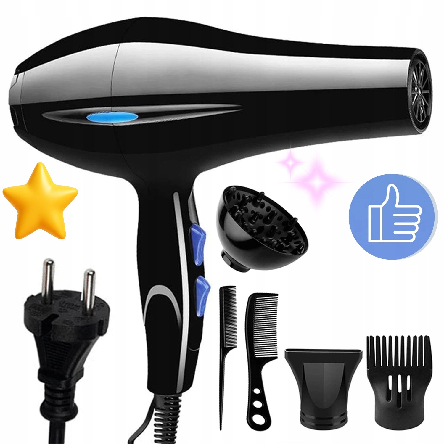 CONCENTRATOR AND DIFFUSER HAIR DRYER STRONG IONIZATION