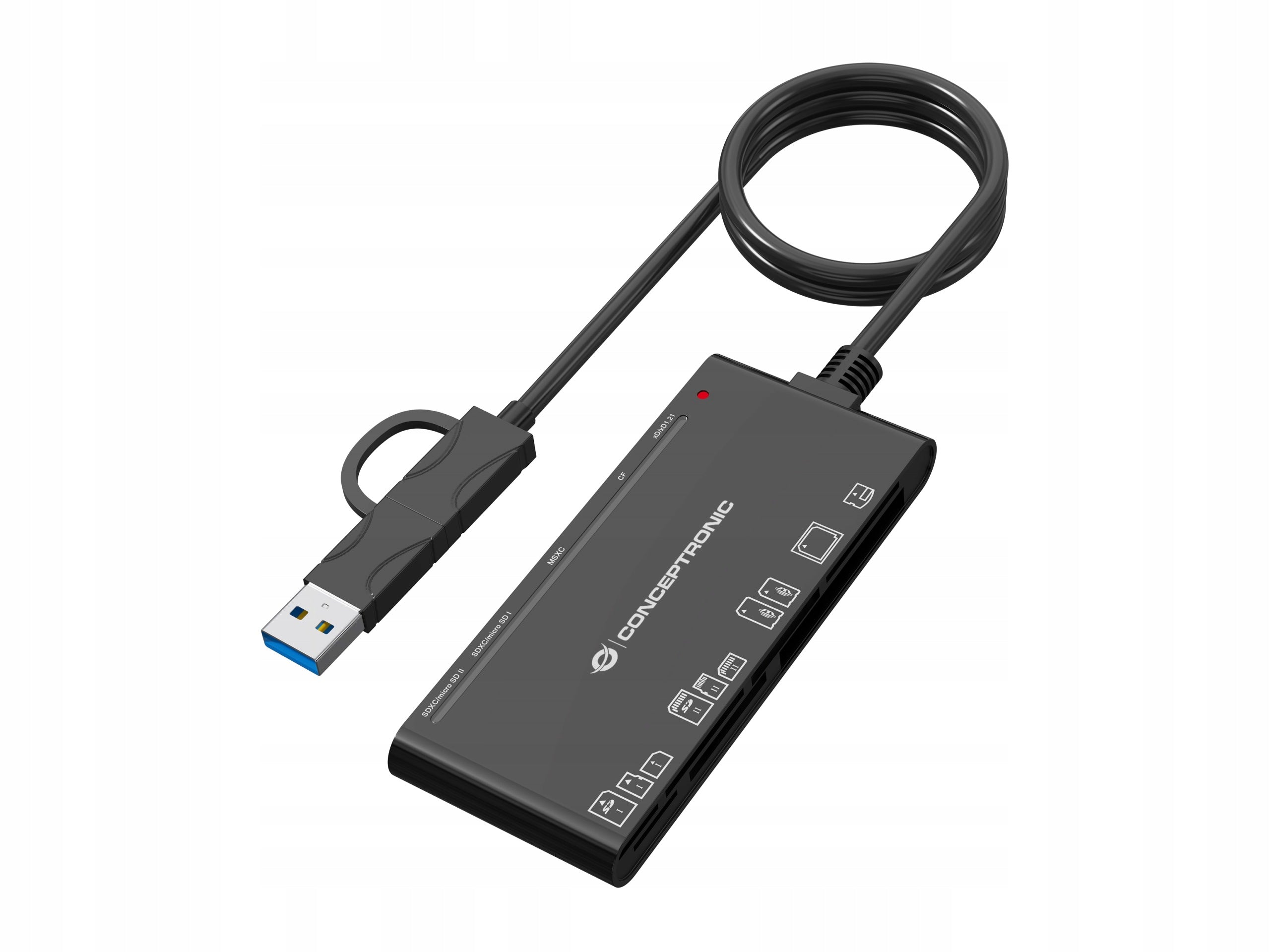 CONCEPTRONIC card reader USB-A/-C3.2->7-in-1 black Manufacturer Conceptronic