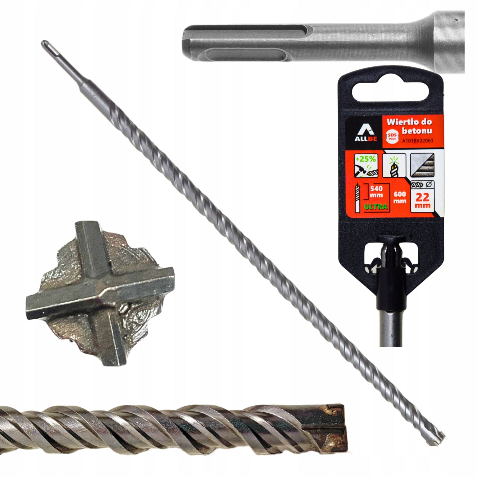 CONCRETE DRILL BIT FI 22x600 mm SDS REINFORCED CONCRETE WALL SDS-PLUS CROSS