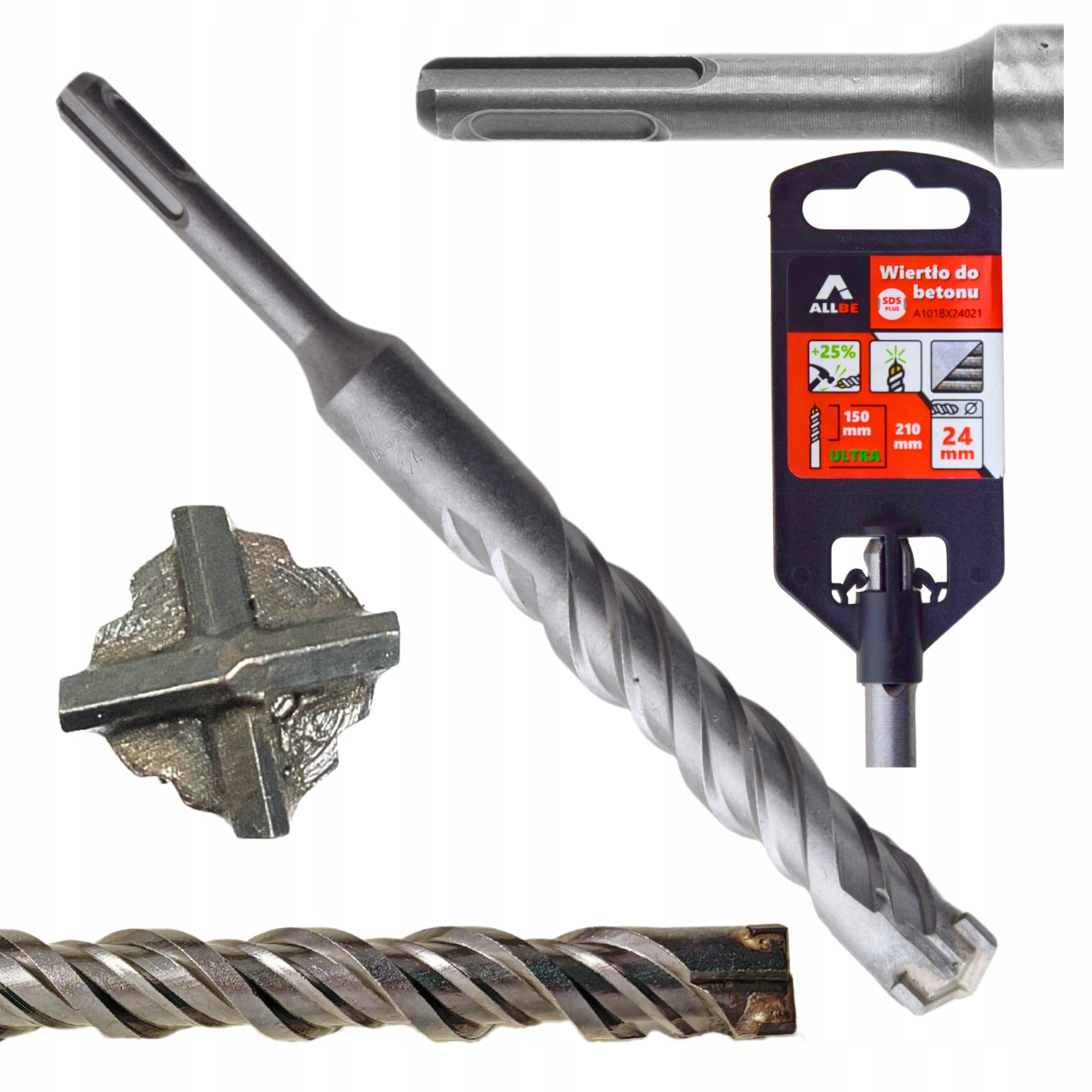 CONCRETE DRILL BIT FI 24x210 mm SDS REINFORCED CONCRETE WALL SDS-PLUS CROSS