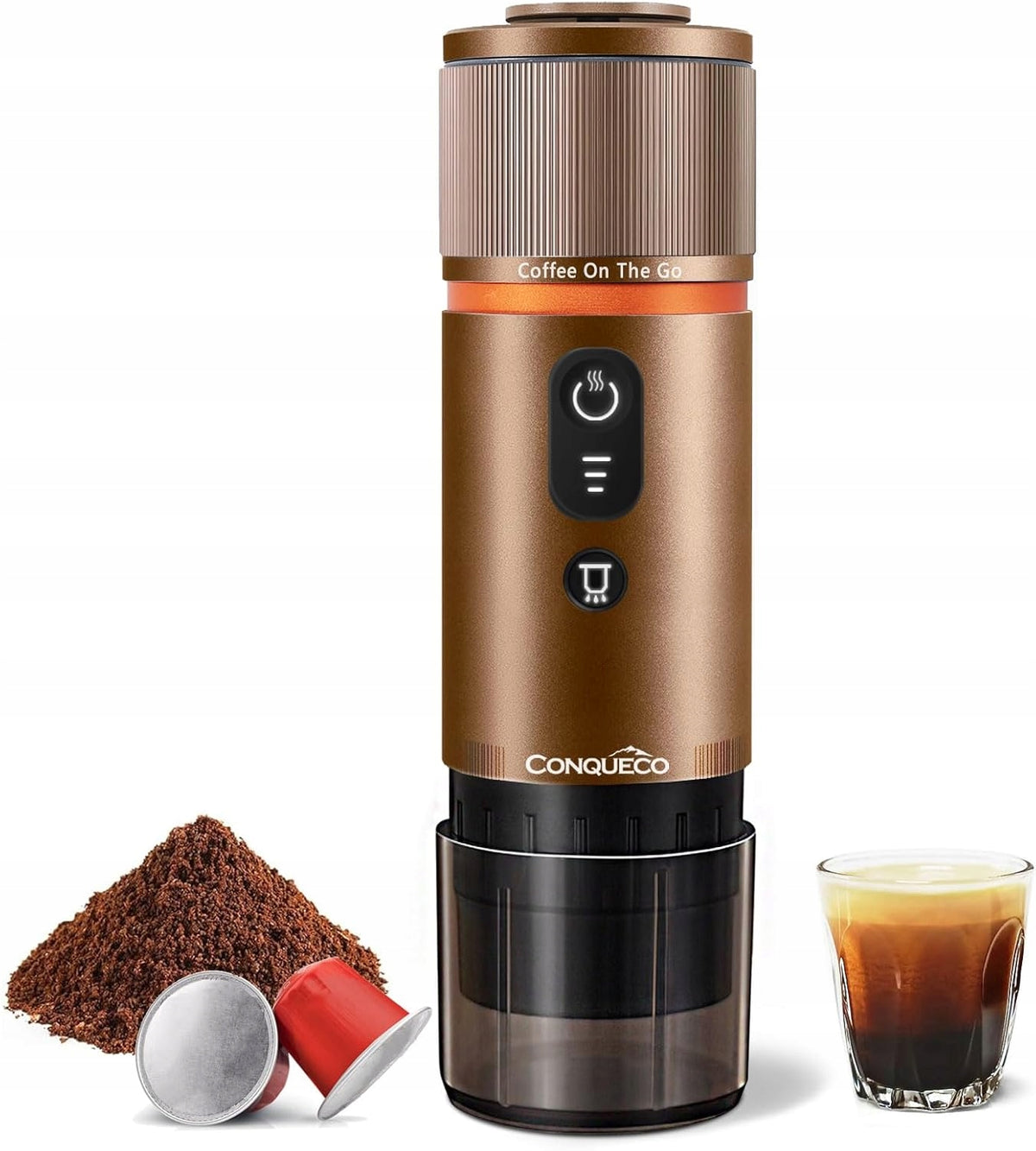 CONQUECO PCM020B Portable Espresso Maker, 12V, 13500 mAh,