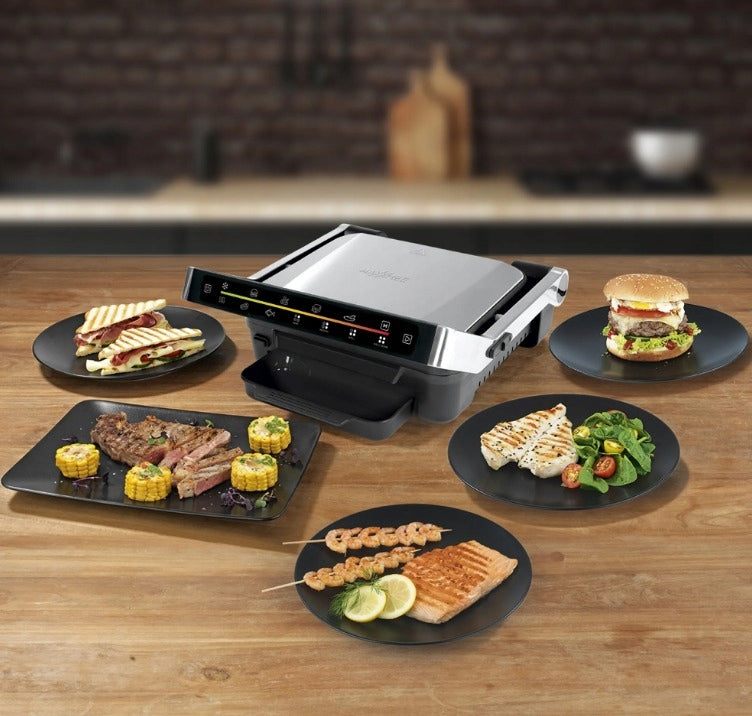 CONTACT GRILL LARGE LED PANEL 2000W GRILLING PROGRAMS Removable Trays Brand Maxxmee