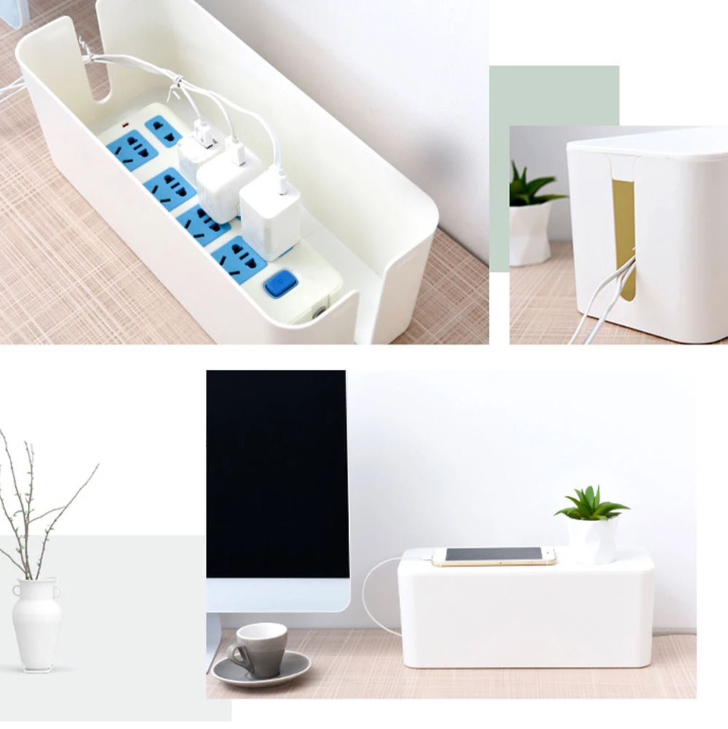 CONTAINER CABLE ORGANIZER BOX CABLE STRIP S Model CB-S-WHITE
