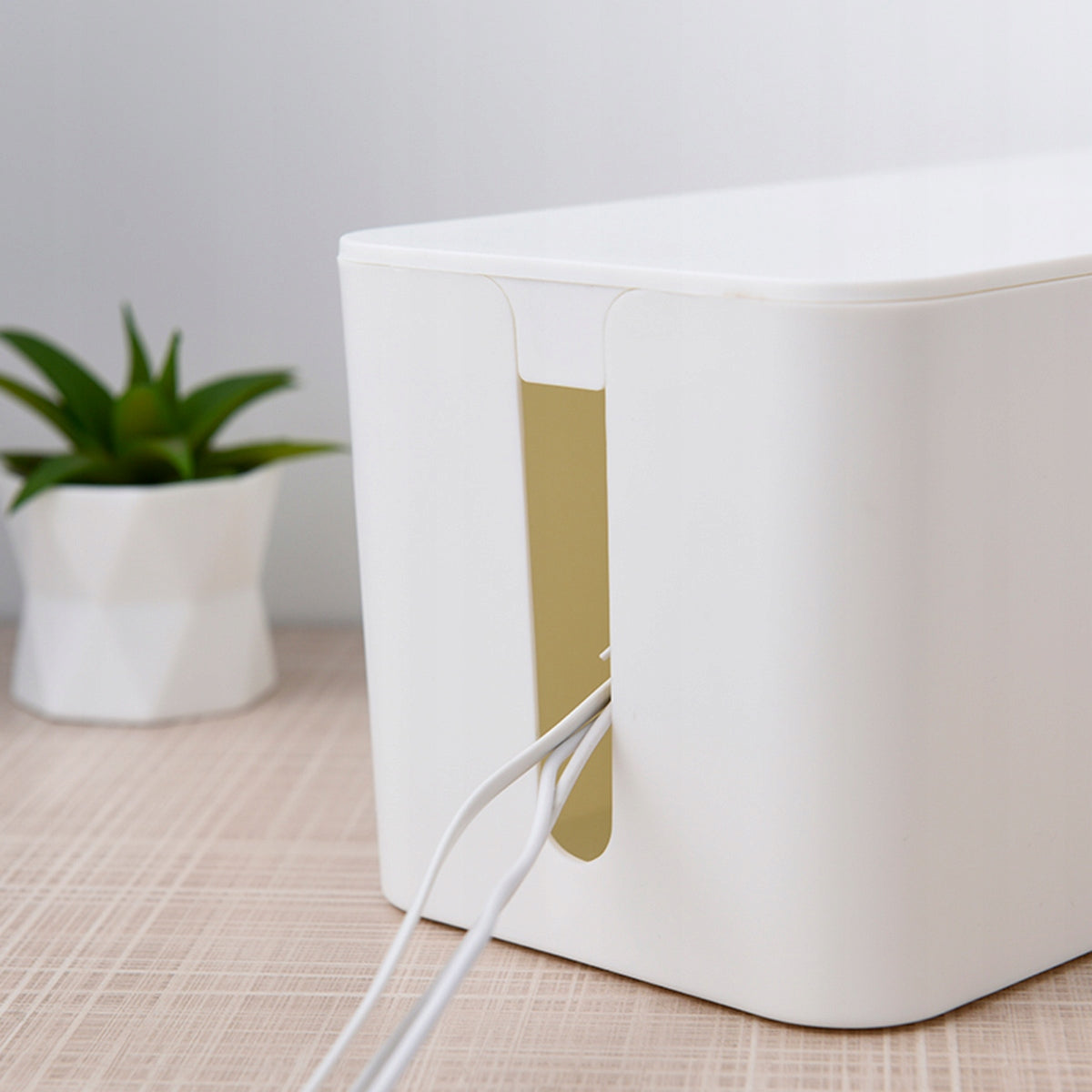 CONTAINER CABLE ORGANIZER BOX FOR EXTENSION CORDS WHITE Color white