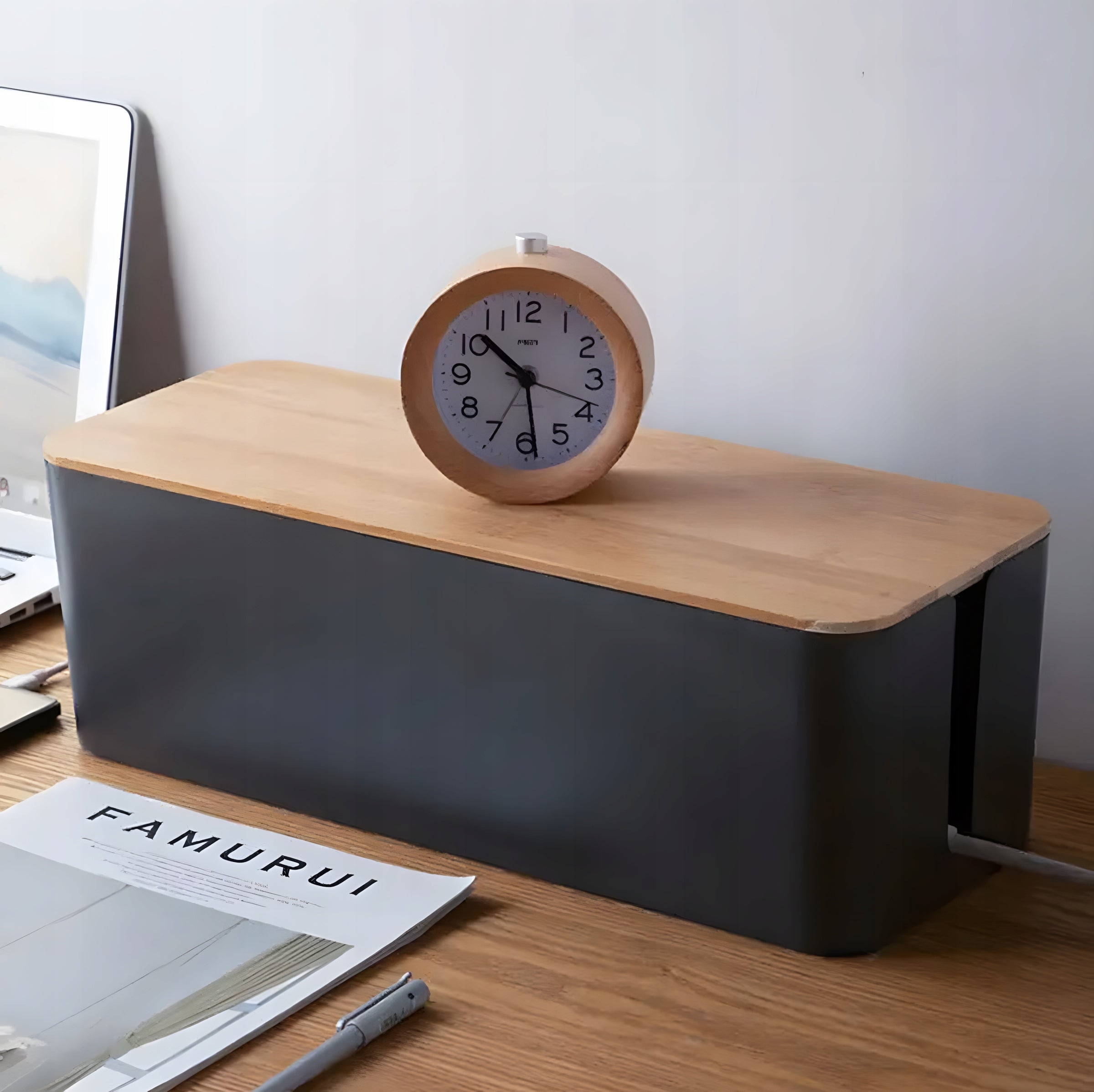 CONTAINER CABLE ORGANIZER STRIP BOX FOR EXTENSION CORD BLACK DESK Brand Aptel