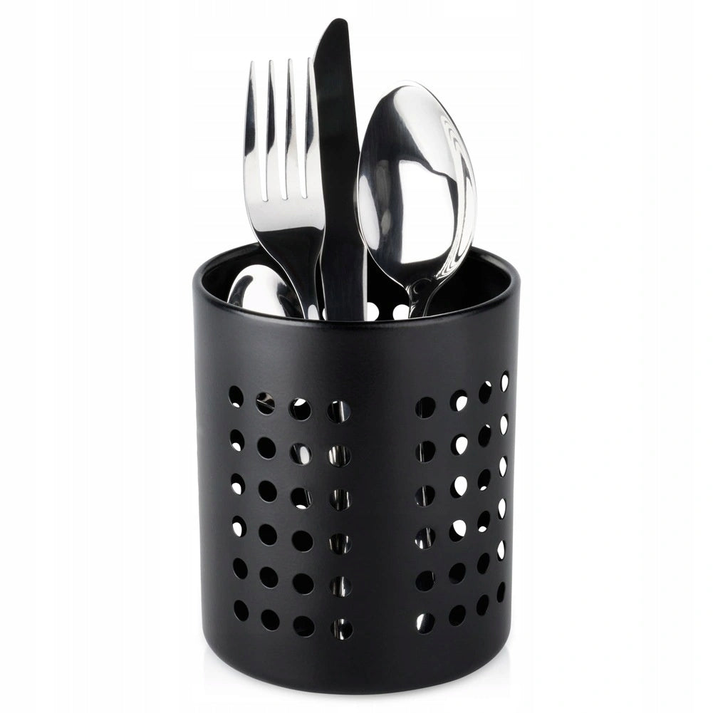 CONTAINER CUTLERY DRAINER KNIVES KITCHEN UTENSILS BASKET RACK BLACK