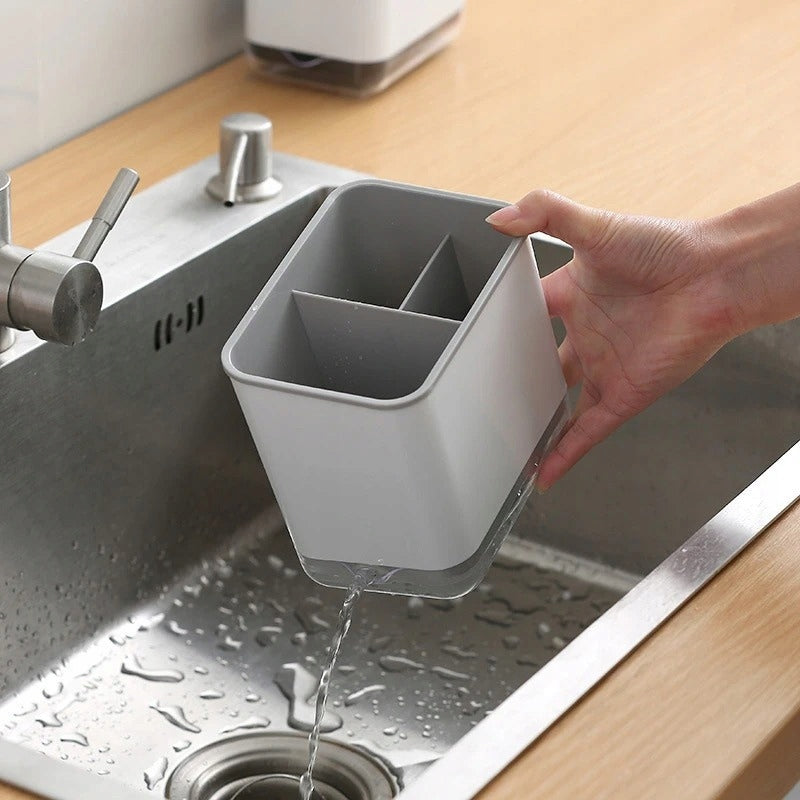 CONTAINER CUTLERY DRAINER RACK TRAY DRYER BASKET Color gray