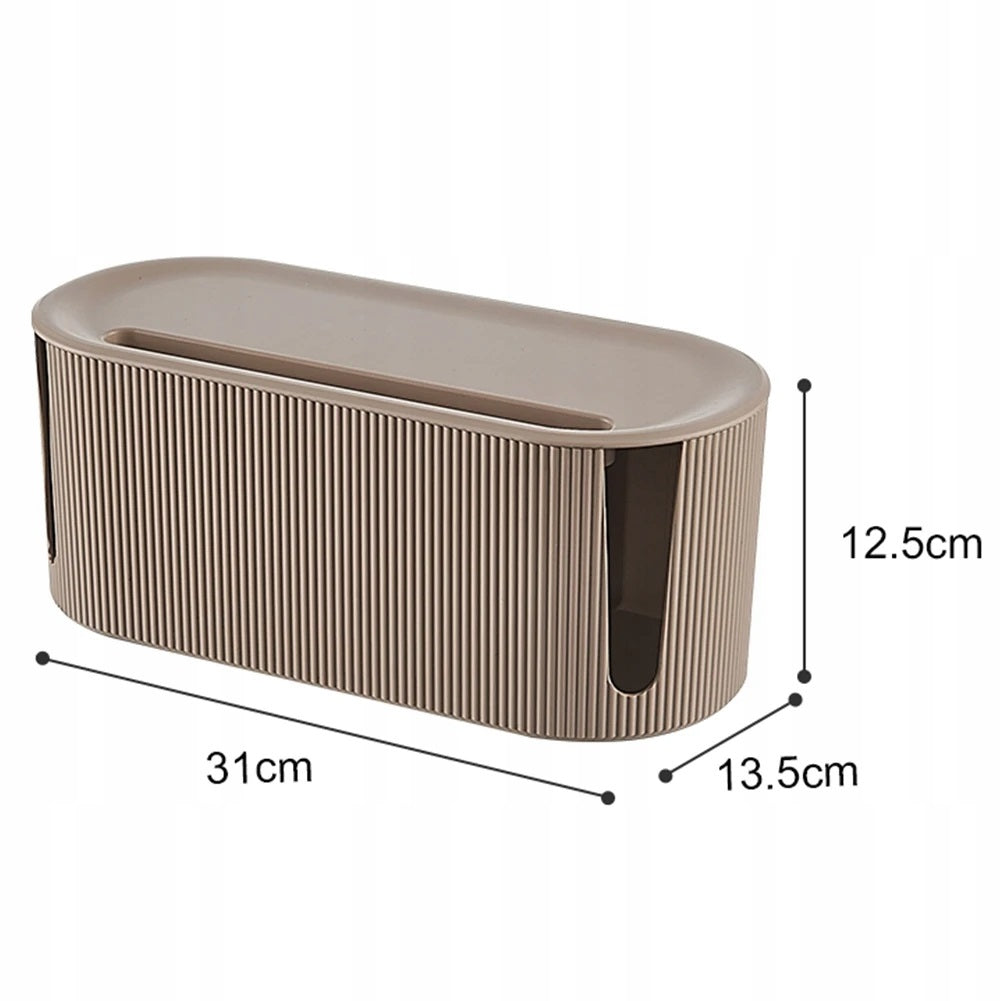 CONTAINER STYLISH CABLE ORGANIZER BOX STRIP + TOP HOLE Color green