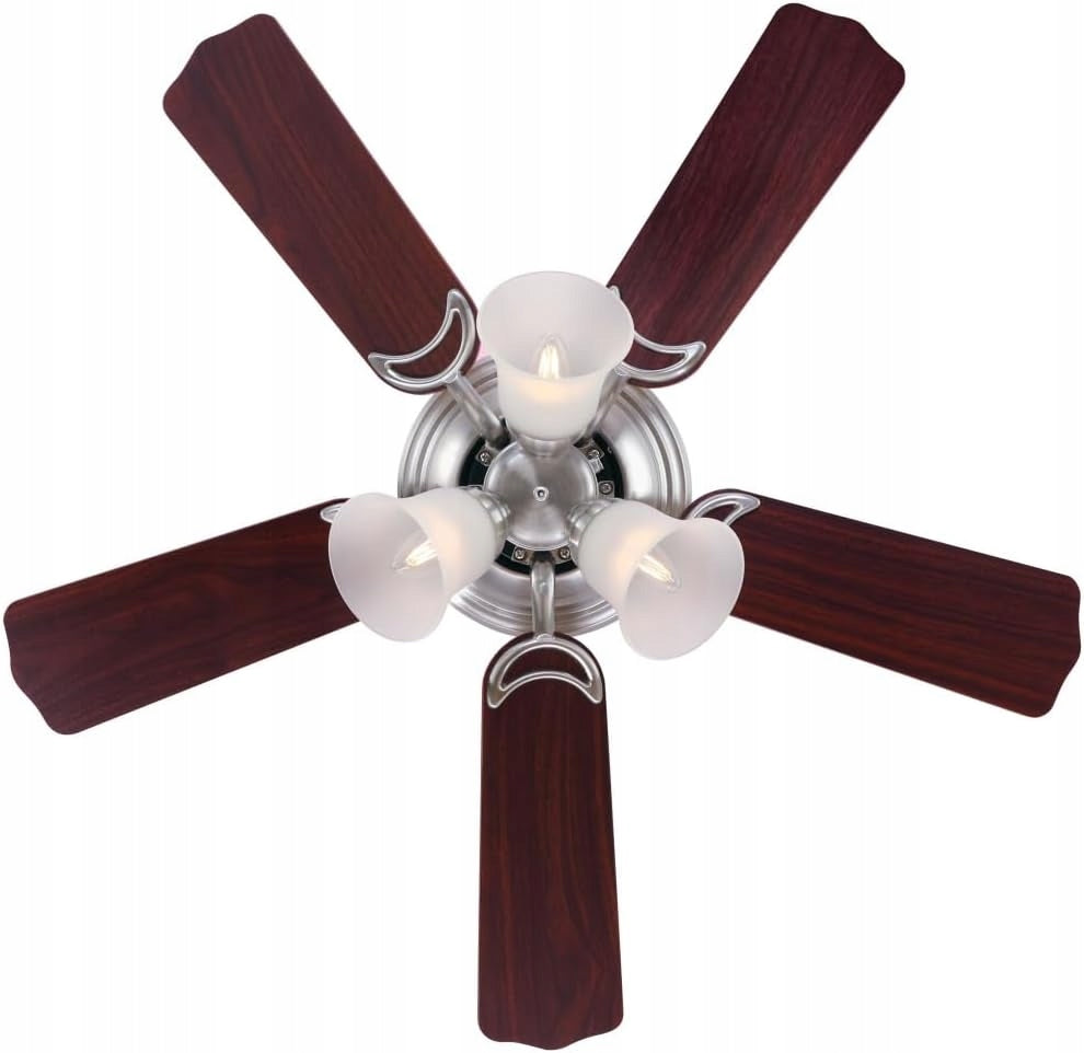 CONTEMPRA TRIO Beech/Mahogany Ceiling Fan - 90cm | Compact Chandelier Model Trio
