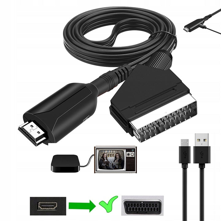 CONVERTER ADAPTER with EURO HDMI to SCART AV HD 1080p ADAPTER TV