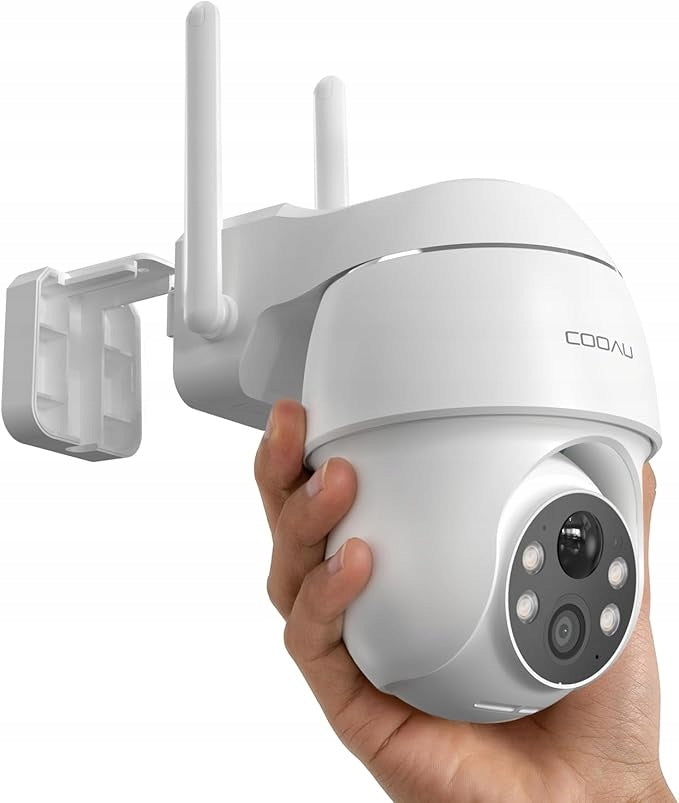 COOAU Outdoor Camera 2K WiFi 355°/90° Rechargeable IP66 People Detection