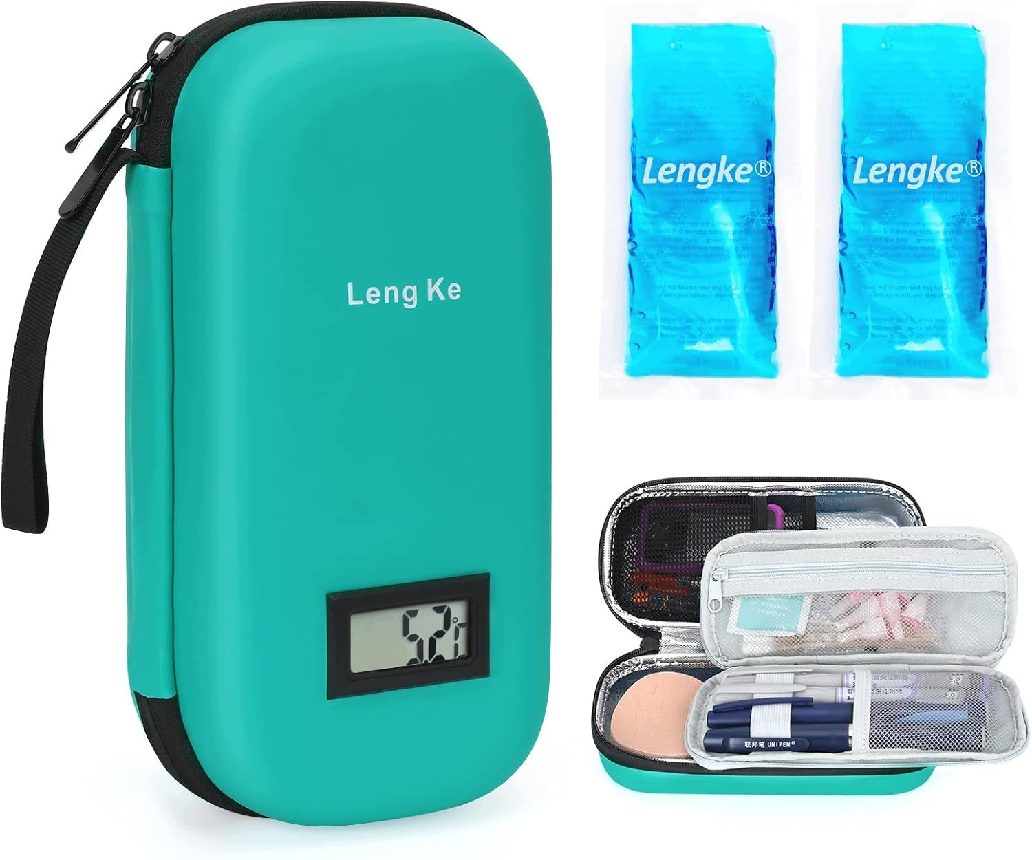 COOLING BAG FOR INSULIN EVA 22CM GREEN 2 BAGS OF ICE
