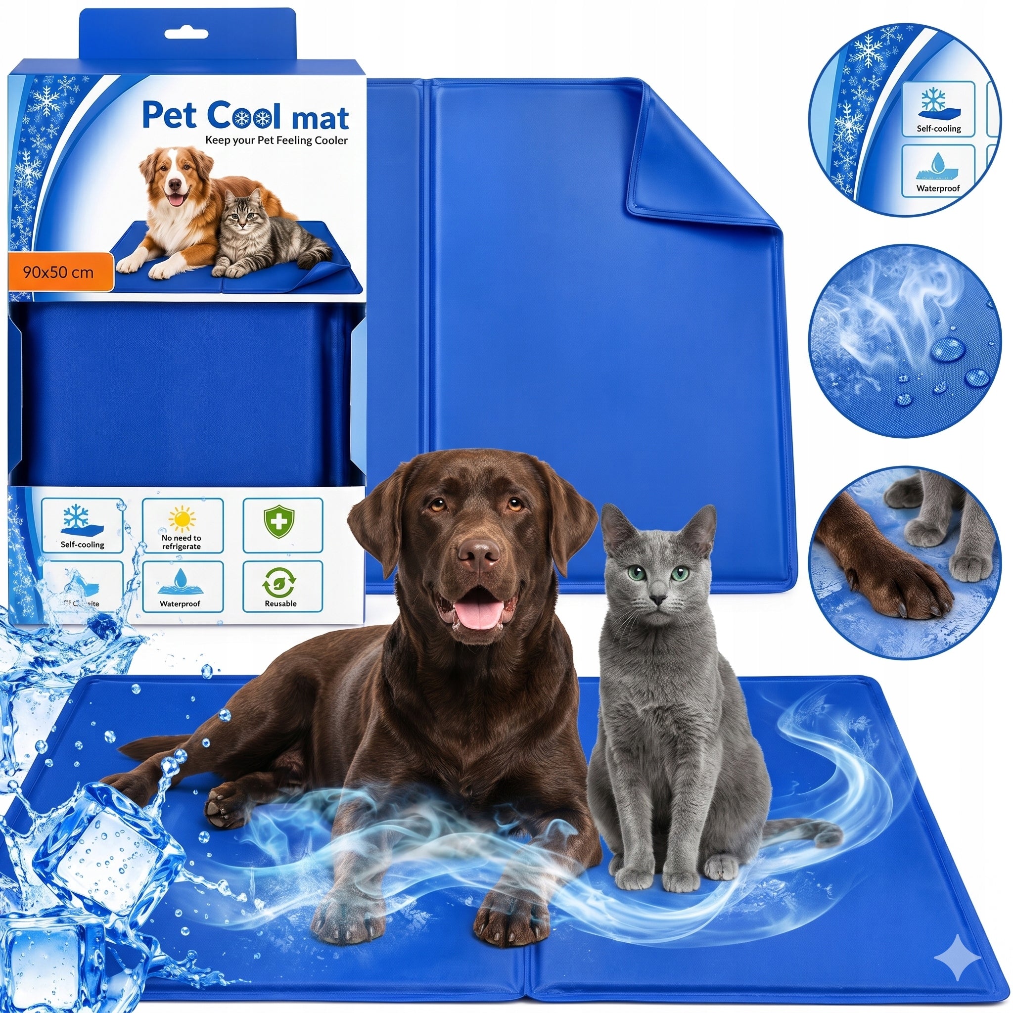 COOLING MAT FOR DOG AND CAT ON HOT DAYS 90x50 GEL WOODPORNE