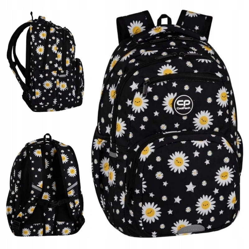 COOLPACK PICK SCHOOL BACKPACK YOUTH TRAVEL TWO-CHAMBER DAISY BLACK