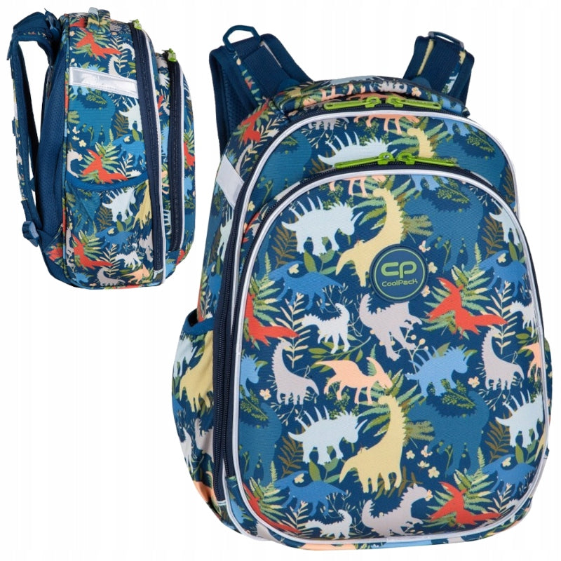 COOLPACK TURTLE MULTI-CHAMBER SCHOOL BACKPACK FOR SCHOOL DINO PARK 2 COMPARTMENTS
