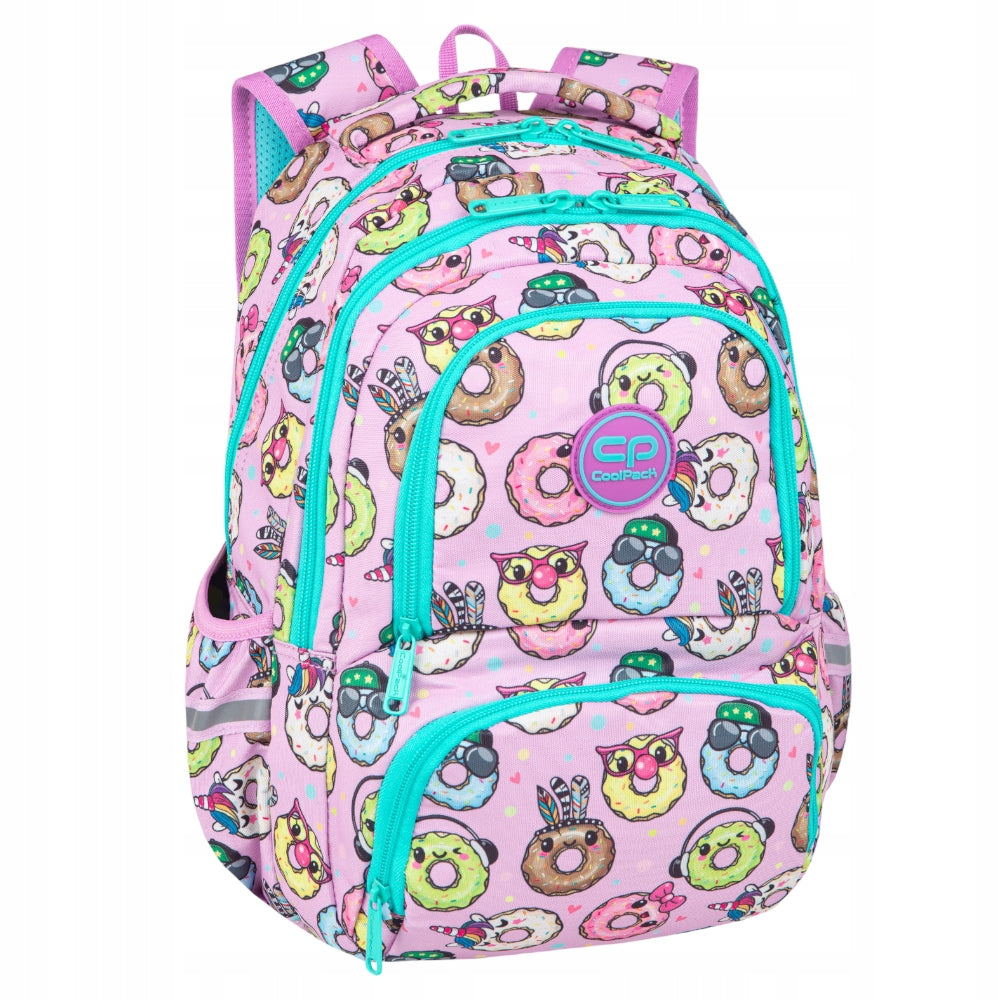 COOLPACK YOUTH SCHOOL BACKPACK FOR GIRLS HAPPY DONUTS Pink Brand CoolPack