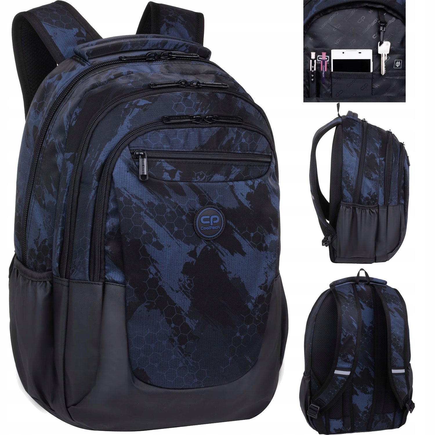 COOLPACK YOUTH SCHOOL BACKPACK LARGE ROOMY BLACK 3D