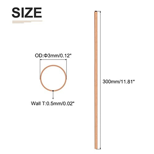 COPPER PIPE 3X1MM 300MM SET OF 3PCS DIY MACHINES METAL DECORATION Manufacturer code SWC5908151804568
