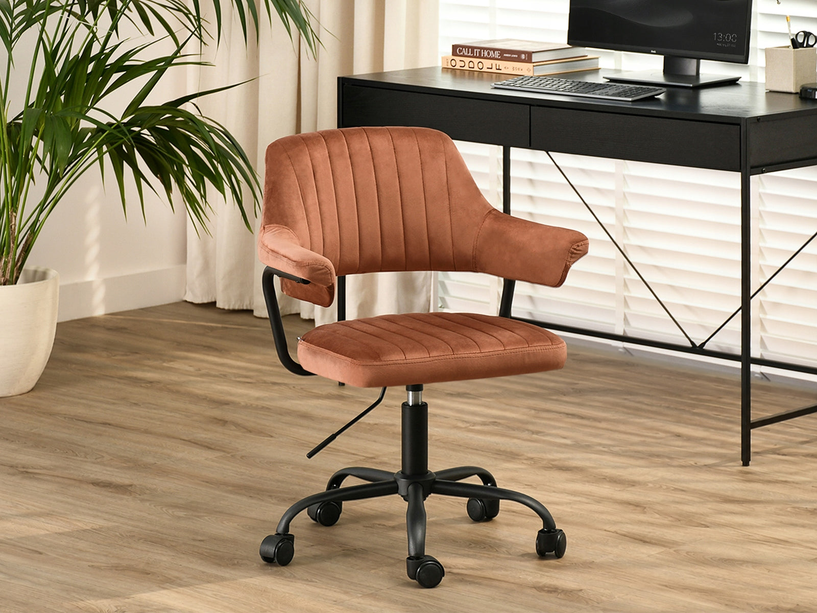COPPER SWIVEL CHAIR WITH STITCHING FOR DESK MERLIN BASE BLACK Brand Mebel-Partner